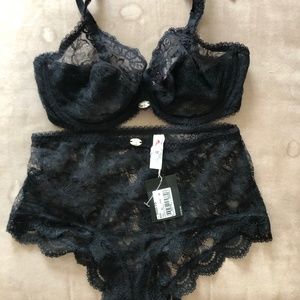 NWT Rien Dentelle de Calais bra + panty set